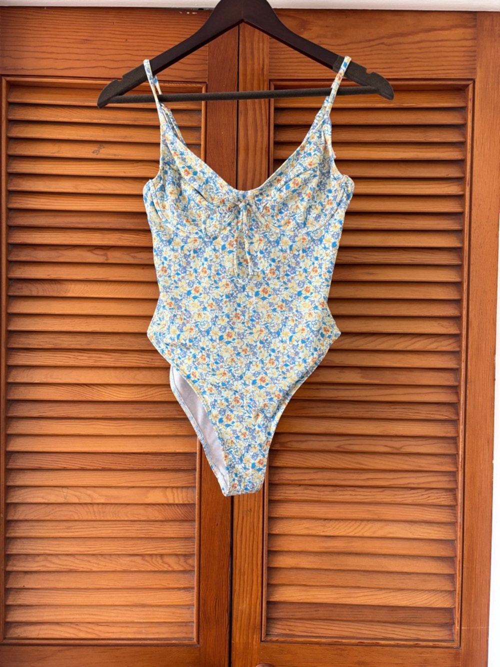 SHEIN Blue Yellow Floral One-Piece Swimsuit